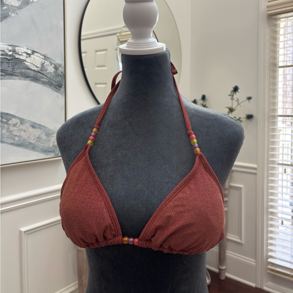 wild fable Rust Triangle Bikini Top with Bead Accents